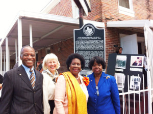 Left to Right: Dr. Theo Herrington, Catherine Roberts, Congresswoman Sheila Jackson Lee and Lou A. Williams stand together after the historical dedication of New Zion Temple Church in Fourth Ward.