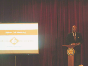 City Councilman Dwight Boykins at District D CIP Meeting at Cullen Middle School.