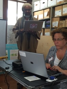 Dr. Shabazz preparing a press release about the Preservation of the Bricks.