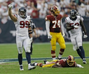 Defensive End, JJ Watt shows RG3 & Washington who house it is. 