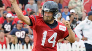 Houston Texans quarterback Ryan Fitzpatrick  waves to loyal Texans fans.