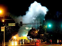 Upset protest take to the streets of Ferguson after grand jury no-bill decision.