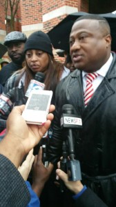 Carlton Smith's mother, Kathy Kelly, speaking to the media.